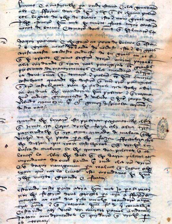 Descripcin: Descripcin: Descripcin: Descripcin: Carta del capitn Antonio de Brito a Juan III de Portugal, informando sobre el paso de las naos que quedaban de la expedicin de Magallanes San Juan de Ternate, 6 de mayo de 1523